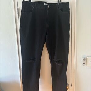 Plus Size Black Distressed Jeans